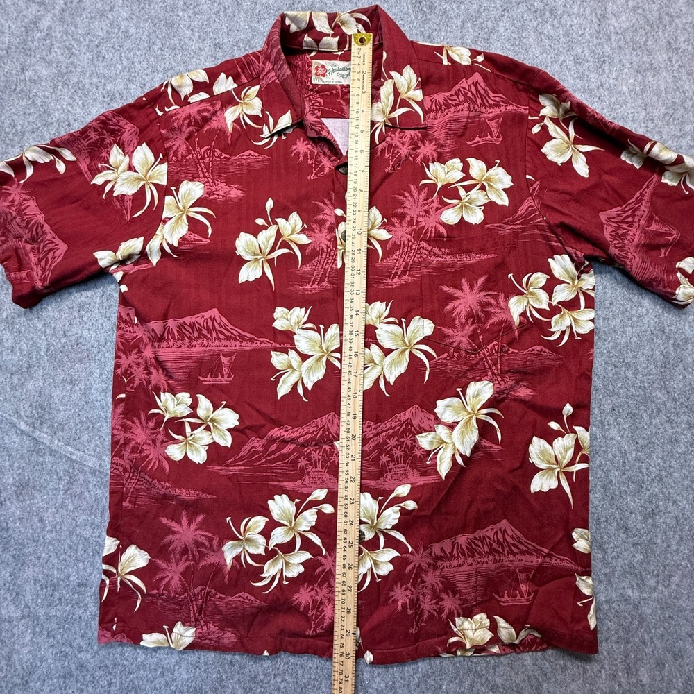 Hilo Hattie The Original Hawaiian Shirt Mens Large Red Floral Print Short Sleeve - Picture 5 of 8